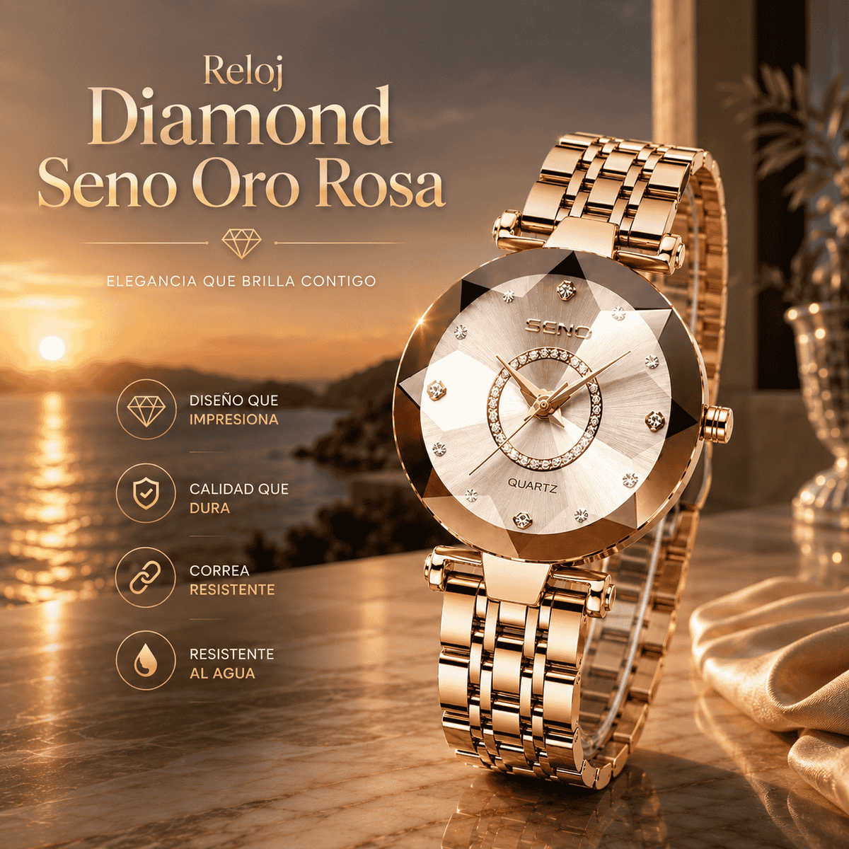 Reloj Diamond Seno Oro Rosa