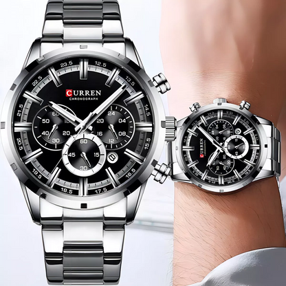 Reloj Curren 8355 Plateado Fondo Negro
