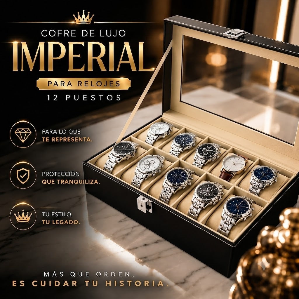Cofre de Lujo Imperial para Relojes (12 Puestos)