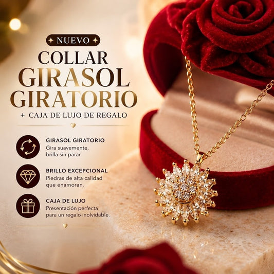 Collar Girasol Giratorio + Caja de Lujo de Regalo